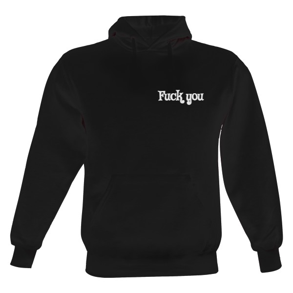 Pánská mikina s kapucí s potiskem Černá mikina Fuck you/don't care what others think